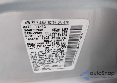 2013 Nissan Rogue S z USA, uszkodzony, nr VIN JN8AS5MV2DW151317